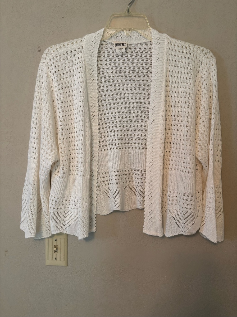 Sweet Day White Open-Knit Crochet Cardigan